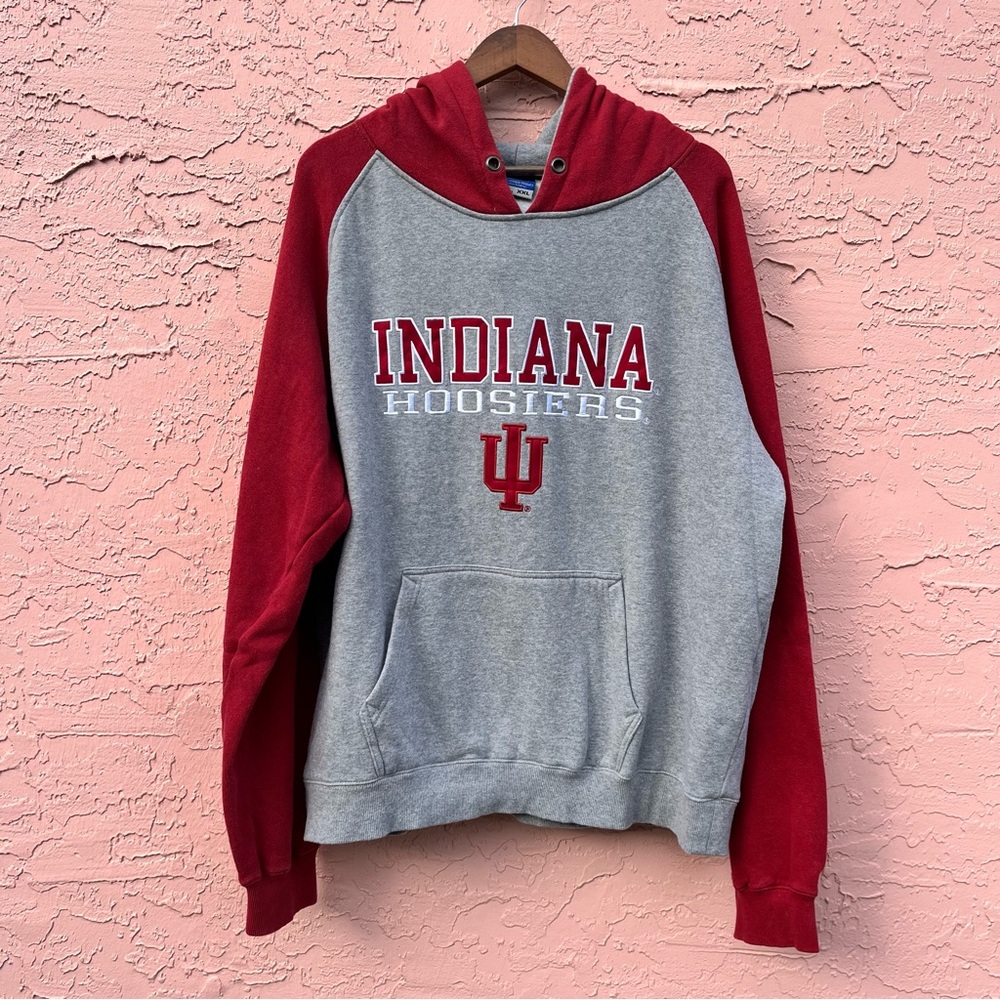 Campus Heritage Indiana Hoosires Sweatshirt Red Faded Collegiate Hood